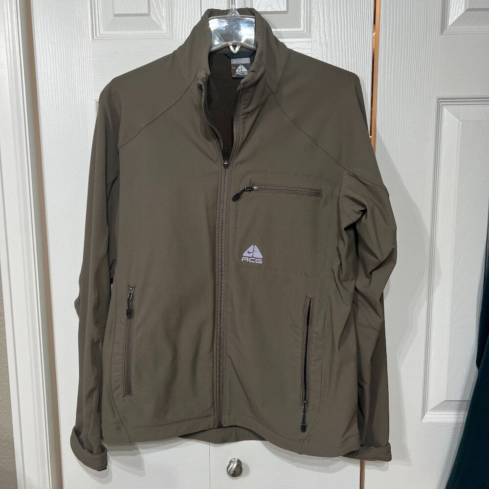 Nike ACG Jacket Mens M Full Zip Softshell Outdoor Performance Pockets Y2K Green
